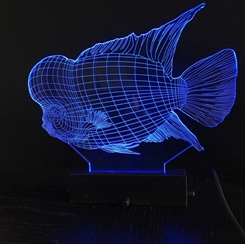 3D akvarielampe med akrylplade - Flowerhorn